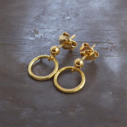24k gold vermeil ball and circle studs.