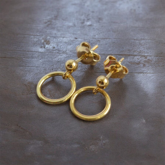 24k gold vermeil ball and circle studs.