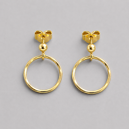 24k gold vermeil ball and circle stud earrings.