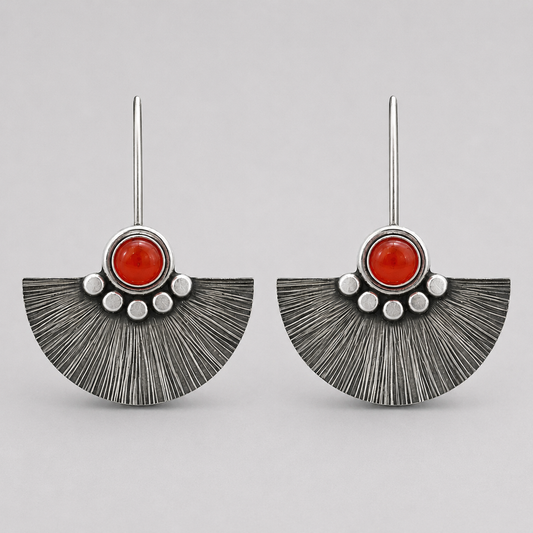Carnelian sterling silver fan earrings.