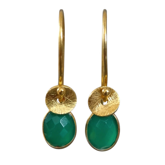 24k gold vermeil and green onyx earrings.