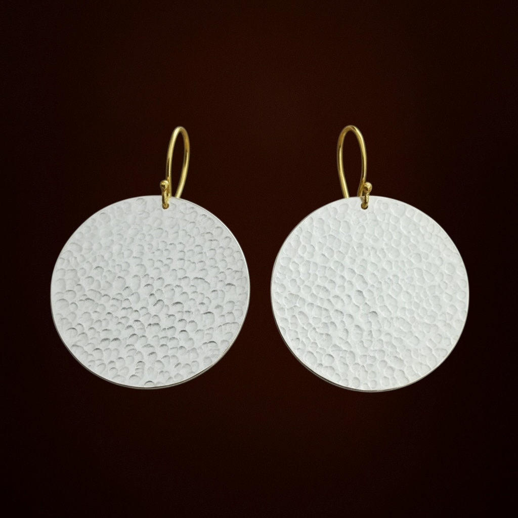 Large textured sterling silver earrings