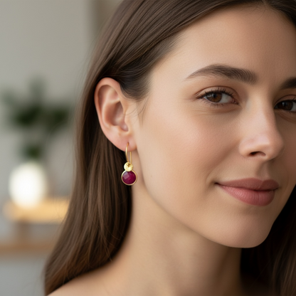 Ruby Earrings in 24k Gold Vermeil | July Birthstone Jewellery