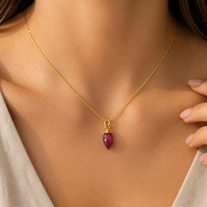 24k Gold Vermeil Ruby Necklace | July Birthstone Pendant