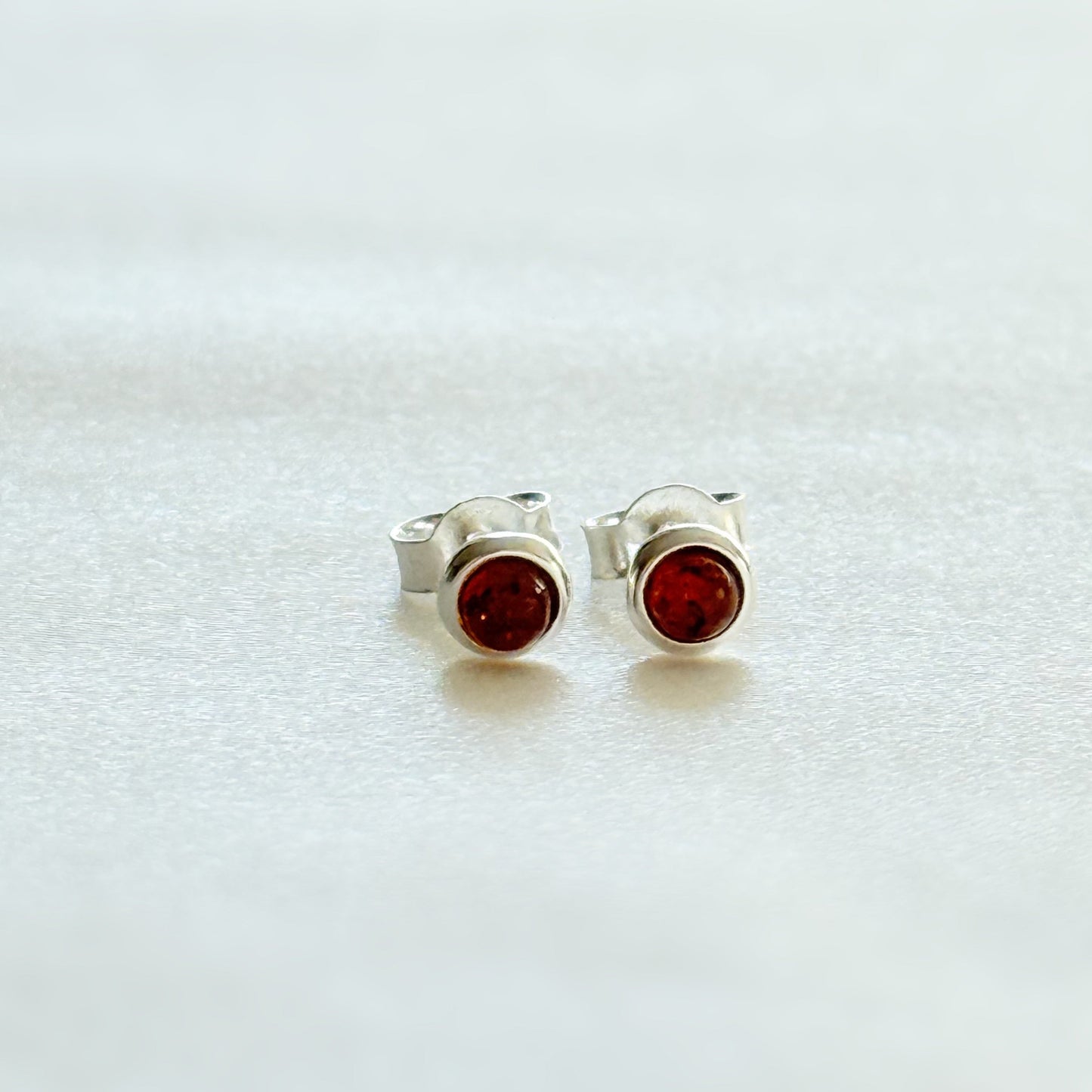 Sterling Silver Baltic Amber Stud Earrings | Unisex