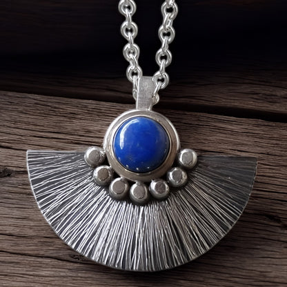 Lapis lazuli sterling silver fan necklace.  MADE TO ORDER.