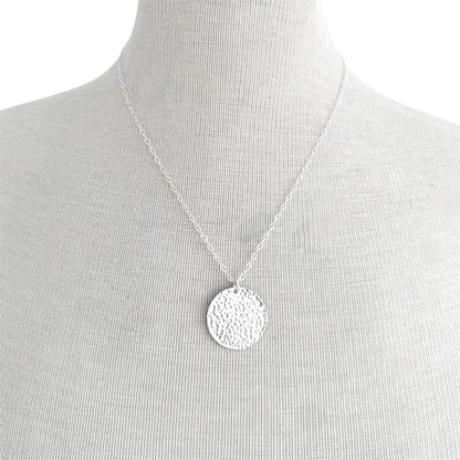 Hammered Sterling Silver Disc Necklace | Minimalist and Timeless