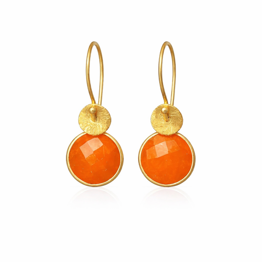Carnelian Gemstone Earrings in Gold Vermeil