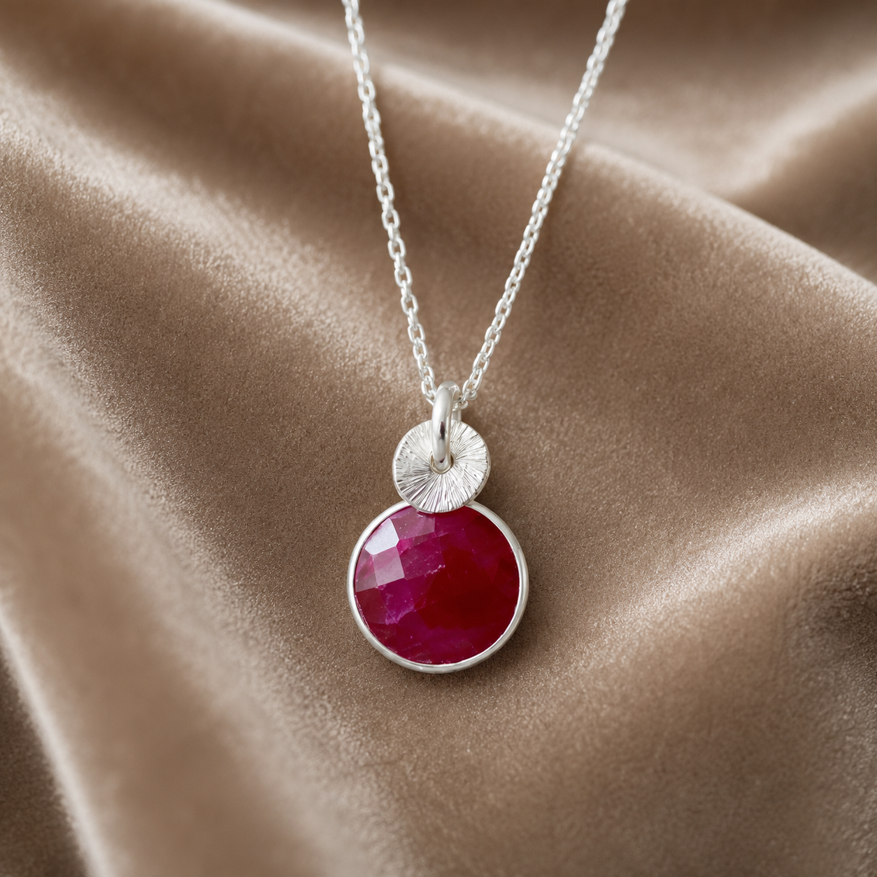 Sterling Silver Ruby Necklace.