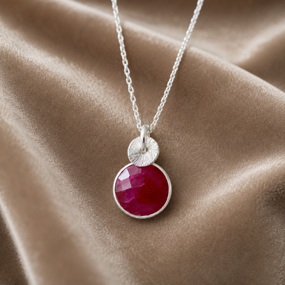 Sterling Silver Ruby Necklace.