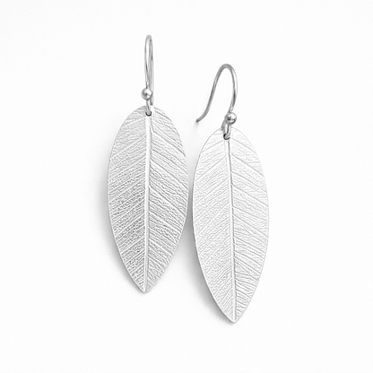 Sterling silver dangle leaf earrings.