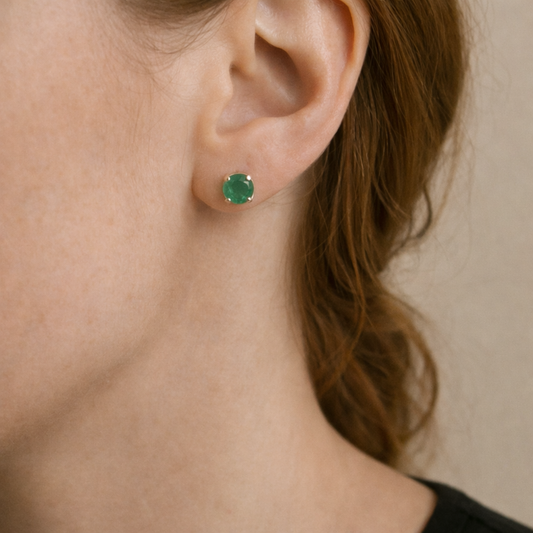 Green onyx sterling silver stud earrings.