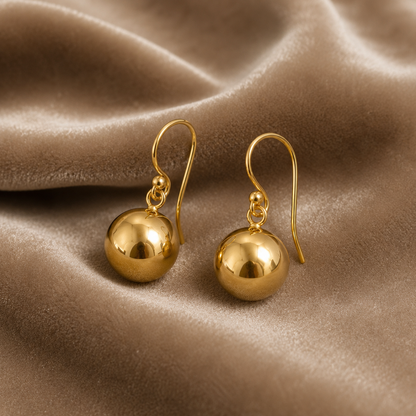 24k Gold Vermeil Ball Earrings | 10mm Dangle Earrings