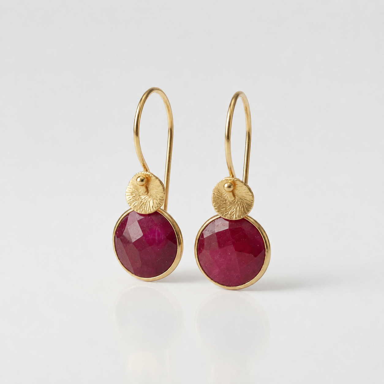 Gold Vermeil Ruby Earrings, July Birthstone Red Gemstone