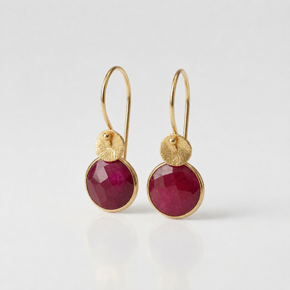 Gold Vermeil Ruby Earrings, July Birthstone Red Gemstone