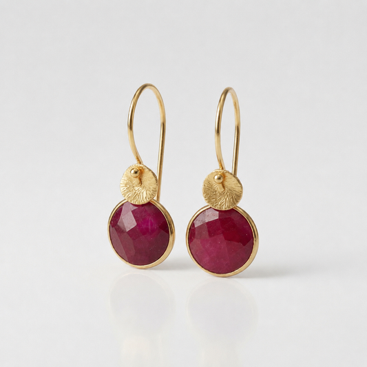 Gold Vermeil Ruby Earrings, July Birthstone Red Gemstone