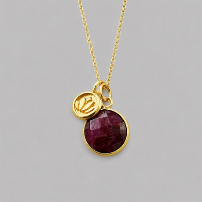 Natural Ruby Necklace | 24k Gold Vermeil Lotus Pendant | July Birthstone Gift