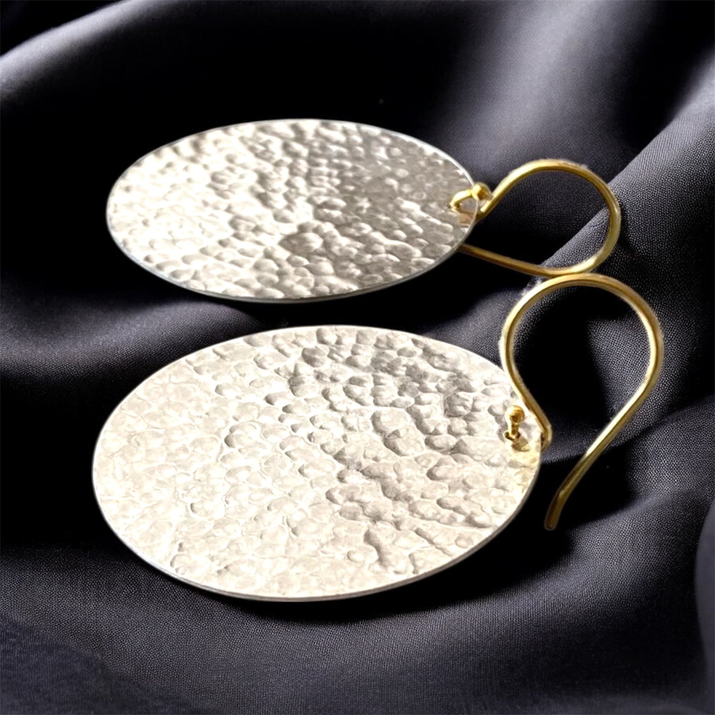 Large textured sterling silver earrings