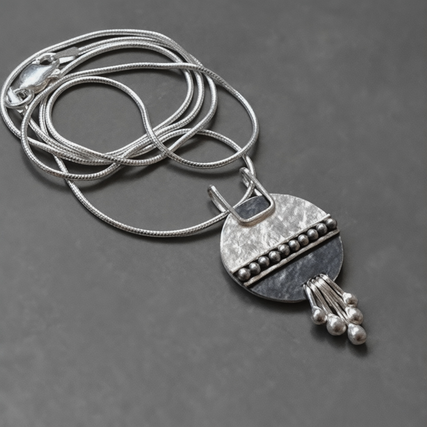 Sterling Silver Disc Necklace.