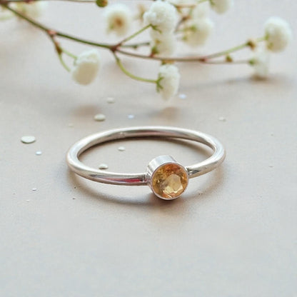 Citrine sterling silver stackable ring