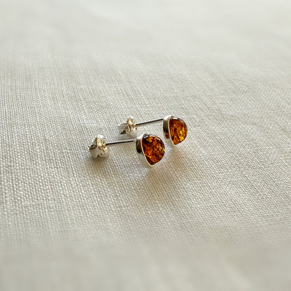 Baltic Amber and Sterling Silver Stud Earrings