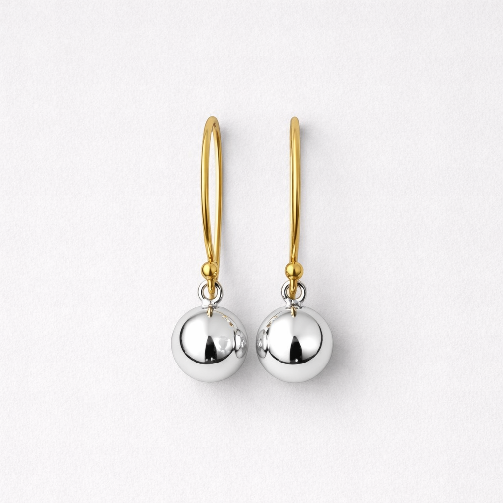 Gold and silver ball dangle earrings