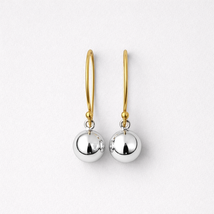 Gold and silver ball dangle earrings