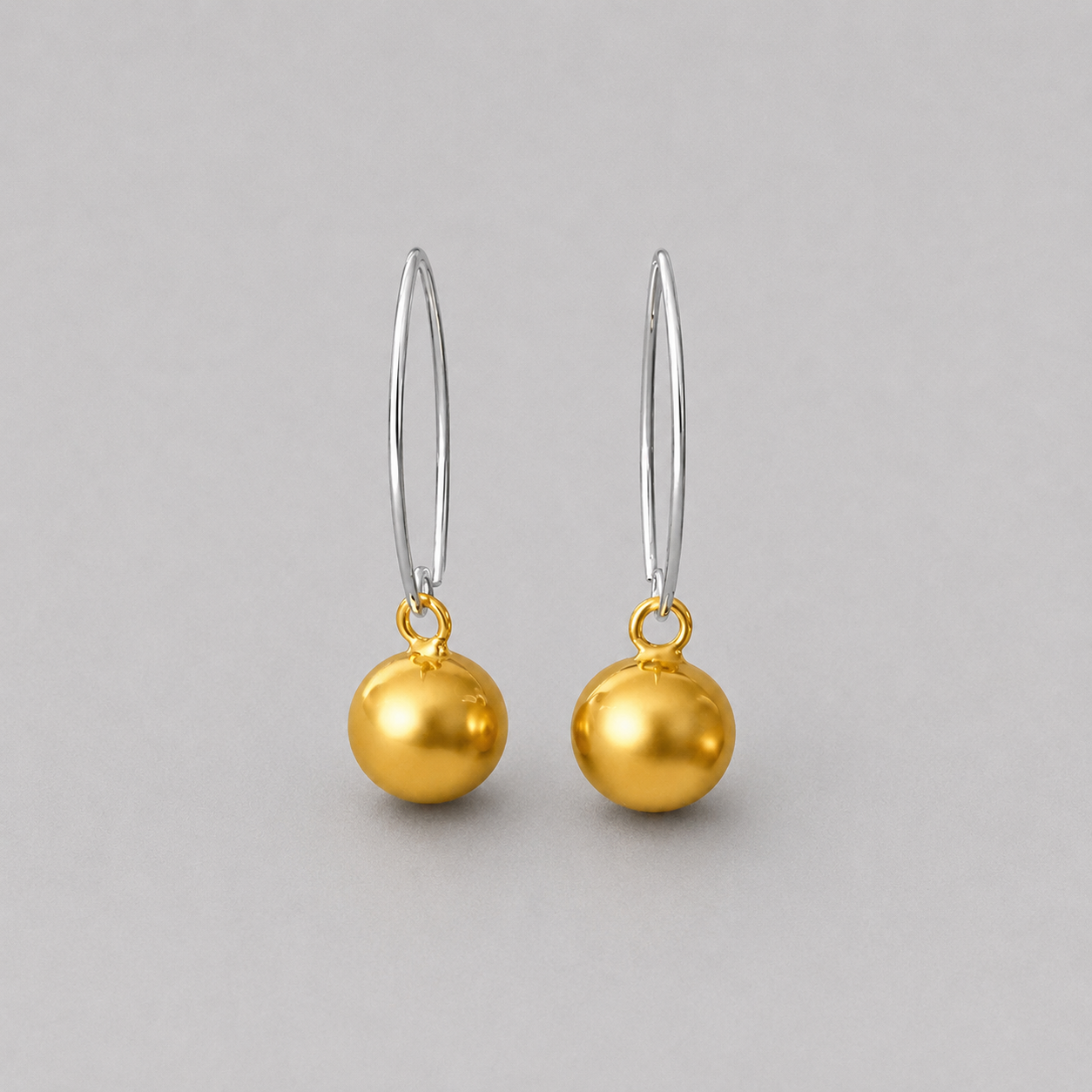 10mm Gold Vermeil Ball Dangle Earrings | 925 Sterling Silver