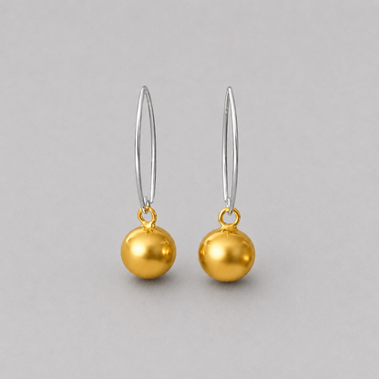10mm Gold Vermeil Ball Dangle Earrings | 925 Sterling Silver