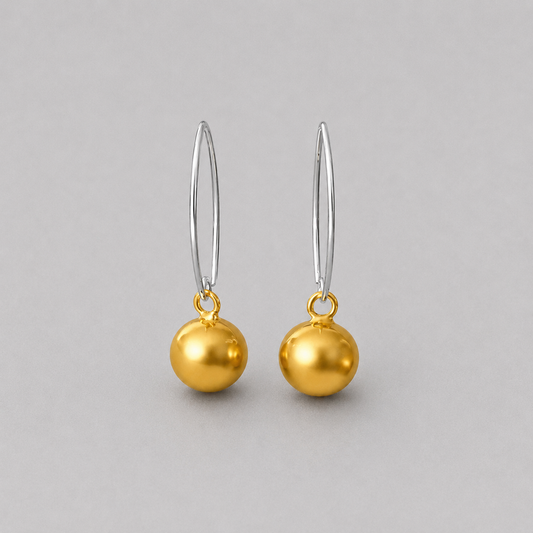 10mm Gold Vermeil Ball Dangle Earrings | 925 Sterling Silver