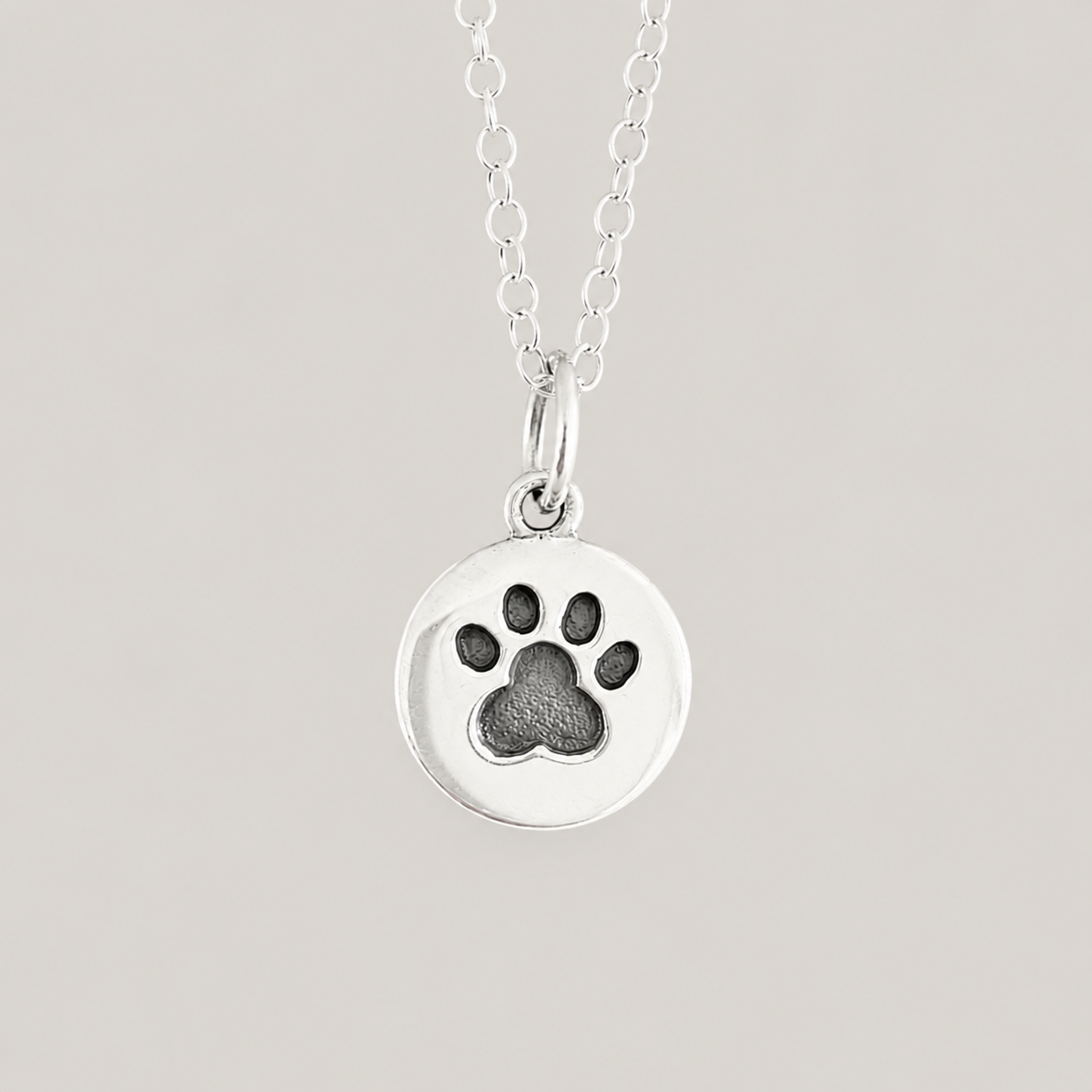 Sterling Silver Paw Print Necklace