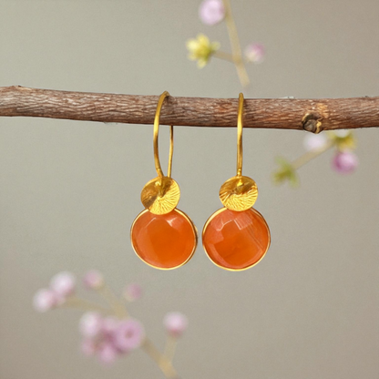 Carnelian Gemstone Earrings in Gold Vermeil