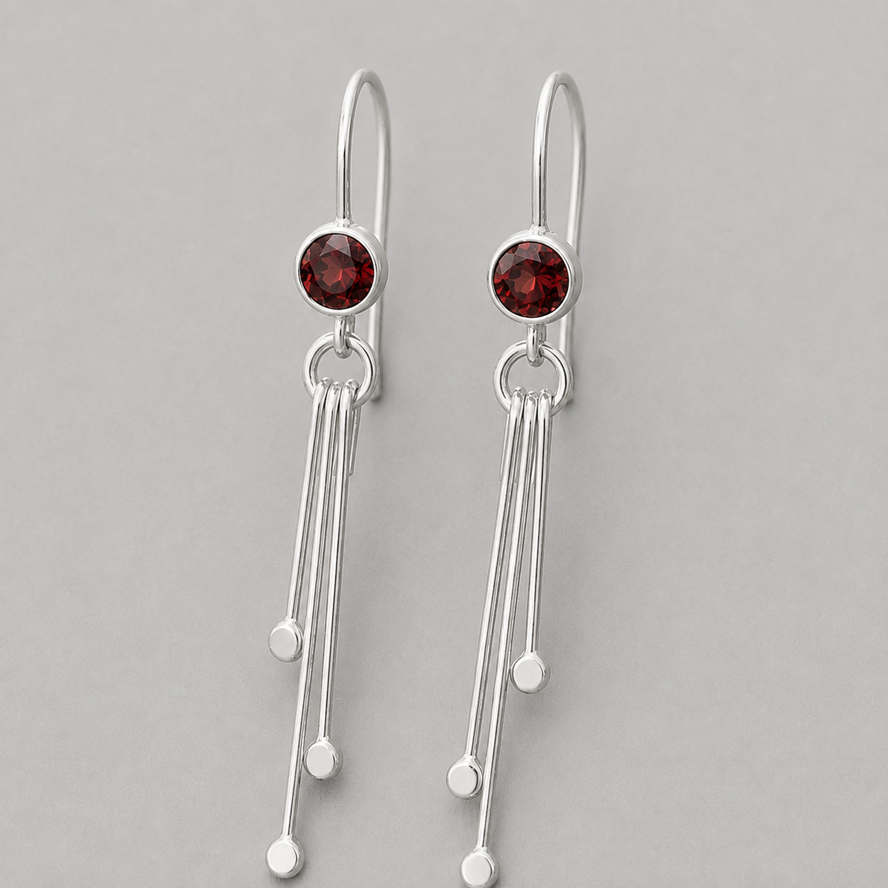 Garnet sterling silver dangle earrings.