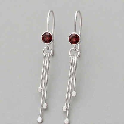 Garnet sterling silver dangle earrings.