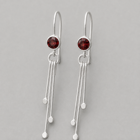 Garnet sterling silver dangle earrings.