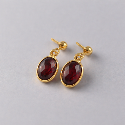 Garnet Gold Vermeil Drop Earrings – Also Available in Green Onyx, Citrine, Lapis Lazuli