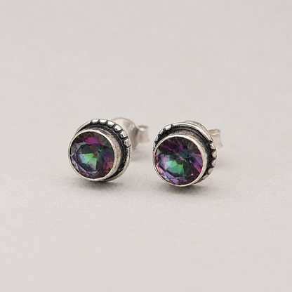 Mystic Topaz Sterling Silver Stud Earrings