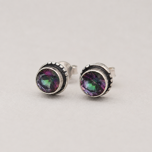 Mystic Topaz Sterling Silver Stud Earrings