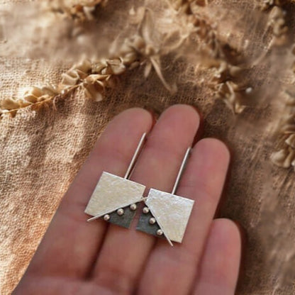 Sterling Silver Square Drop Earrings