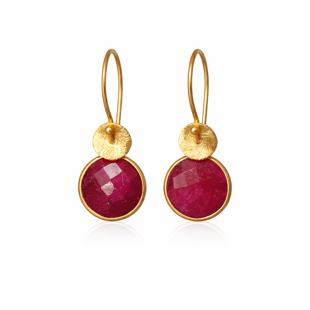 Ruby Earrings in 24k Gold Vermeil | July Birthstone Jewellery