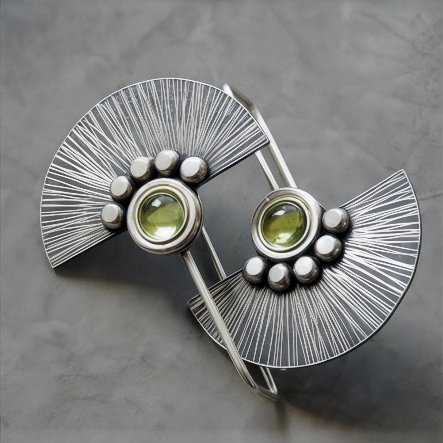 Peridot Sterling Silver Fan Earrings.