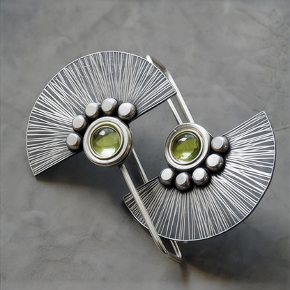 Peridot Sterling Silver Fan Earrings.