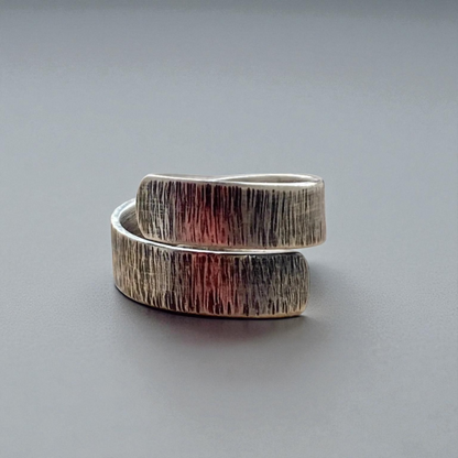 Oxidised sterling silver adjustable ring.