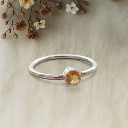 Citrine sterling silver stackable ring