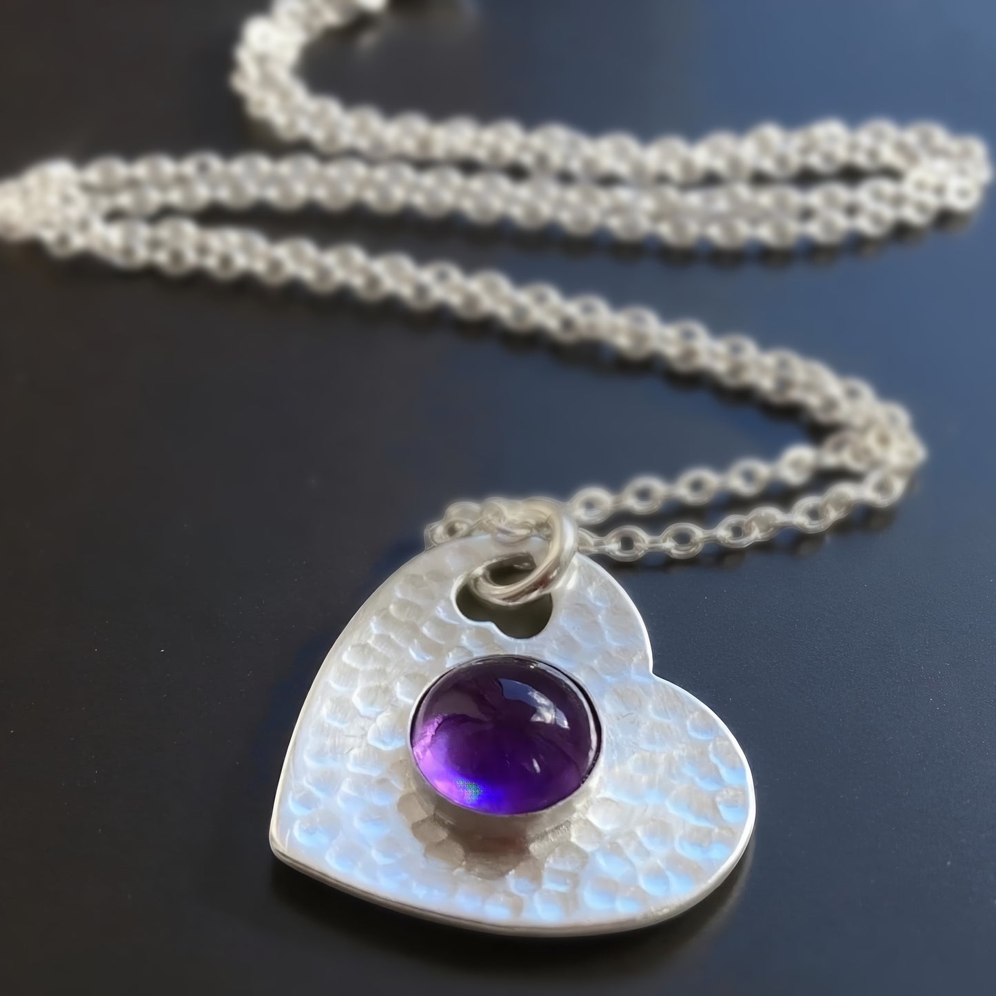 Amethyst sterling silver heart necklace