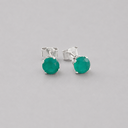 Green onyx sterling silver stud earrings.