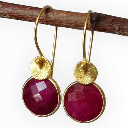 Ruby Earrings in 24k Gold Vermeil | July Birthstone Jewellery