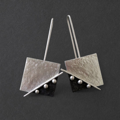 Sterling Silver Square Drop Earrings