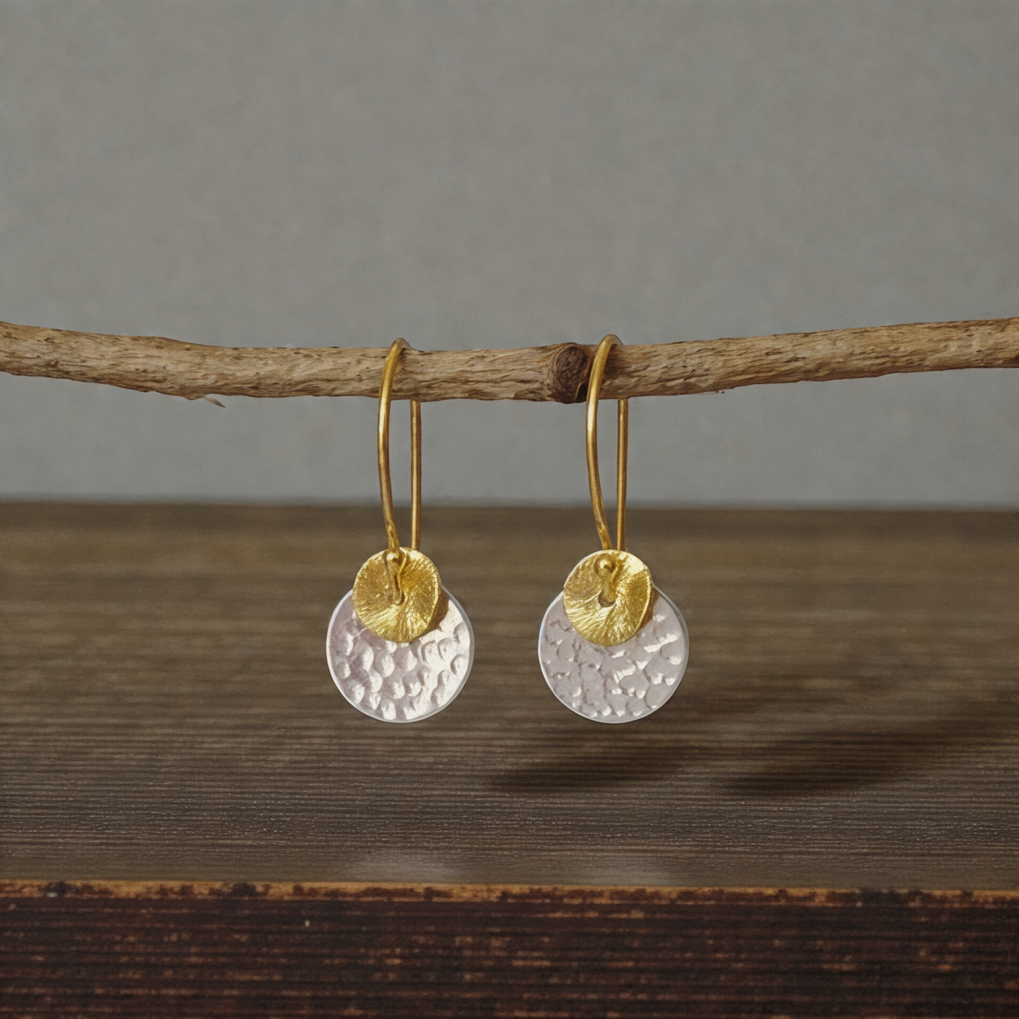 Two tone disc earrings