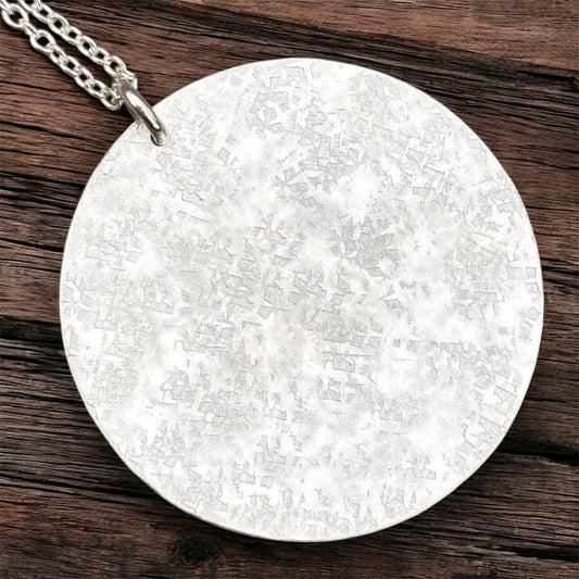 Large Hand-Hammered Sterling Silver Disc Necklace
